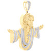 10K Yellow Gold Natural Diamond Open Armed Sacred Heart of Jesus Pendant 3.32 CT