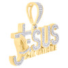 10K Yellow Gold Natural Diamond Prayer Hands Jesus Walk With Me Pendant 0.87 CT