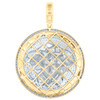 10K Yellow Gold Natural Diamond Round Greek Key Medallion Medusa Pendant 1.33 CT