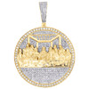 10K Yellow Gold Natural Diamond Round Circle Medallion Last Supper Pendant 2 CT