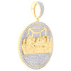 10K Yellow Gold Natural Diamond Round Circle Medallion Last Supper Pendant 2 CT