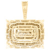 10K Yellow Gold Natural Diamond Lily Flower Rectangle Last Supper Pendant 5/8 CT