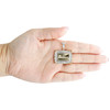 10K Yellow Gold Natural Diamond Lily Flower Rectangle Last Supper Pendant 5/8 CT