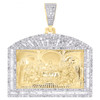 10K Yellow Gold Baguette Diamond Rectangle Frame Last Supper Pendant 1.33 CT