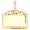 10K Yellow Gold Baguette Diamond Rectangle Frame Last Supper Pendant 1.33 CT