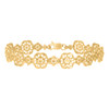 Real 10K Yellow Gold Women's Diamond Cut 11mm Floral Textured Flower 8" Bracelet