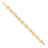 Real 10K Yellow Gold Women's Diamond Cut 11mm Floral Textured Flower 8" Bracelet