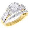 Diamant-Solitär-Brautset, Verlobungs-Ehering aus 14 Karat Gelbgold, 1,37 Tcw.