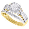 Diamond Solitaire Bridal Set 14K Yellow Gold Engagement Wedding Ring 1.37 Tcw.