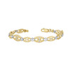 Real 10K Two Tone Gold Womens Diamond Cut 7mm Filigree Square & Oval 7" Bracelet
