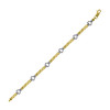 Real 10K Two Tone Gold Women's Diamond Cut 7.5mm Open Heart Nugget 7" Bracelet