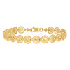 Real 10K Yellow Gold Women's Diamond Cut 8mm Heart Filigree Round 7" Bracelet