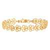 Real 10K Yellow Gold Women's Diamond Cut 8mm Textured Floral Flower 8" Bracelet