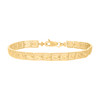 Real 10K Yellow Gold Women's Diamond Cut 6.5mm Heart Filigree Square 8" Bracelet