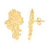 10K Yellow Gold Unisex Diamond Cut 26mm Nugget Pattern Stud Earrings Push Backs