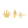 10K Yellow Gold Unisex Polished 8mm Royal Symbol Crown Stud Earrings Push Backs