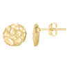 10K Yellow Gold Unisex Diamond Cut 9.5mm Flat Round Nugget Design Stud Earrings
