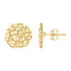10K Yellow Gold Unisex Diamond Cut 13mm Flat Round Nugget Design Stud Earrings