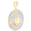 10K Yellow Gold Natural Diamond Circle Medallion Charm Medusa Head Pendant 1 CT
