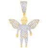 10K Yellow Gold Natural Diamond Charm Standing Guardian Angel Pendant 1/3 CT
