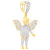 10K Yellow Gold Natural Diamond Charm Standing Guardian Angel Pendant 1/3 CT