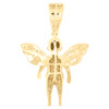 10K Yellow Gold Natural Diamond Charm Standing Guardian Angel Pendant 1/3 CT