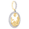 10K Yellow Gold Natural Diamond 3D Round Medallion Mermaid Circle Pendant 1 CT