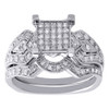 Diamond Wedding Bridal Set Filigree Engagement Ring 925 Sterling Silver 0.36 Ct.