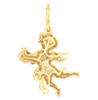 10K Yellow Gold Natural Diamond Unisex Charm Flying Angel w/ Harp Pendant 1/2 CT