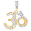 10K Two Tone Gold Real Diamond Tiered Halo Yoga Charm OM Symbol Pendant 1/3 CT
