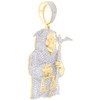 10K Yellow Gold Natural Diamond Grim Reaper Charm Santa Muerte Pendant 2.25 CT