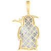 10K Yellow Gold Natural Diamond Grim Reaper Charm Santa Muerte Pendant 2.25 CT