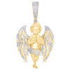 10K Yellow Gold Real Diamond Unisex Charm Praying Angel w/ Wings Pendant 6/7 CT