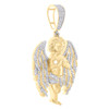 10K Yellow Gold Real Diamond Unisex Charm Praying Angel w/ Wings Pendant 6/7 CT