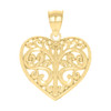 10K Yellow Gold Women's Milgrain Love Charm Filigree Tree of Life Heart Pendant