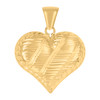 10K Yellow Gold Women's 1" Diamond Cut Love Charm Unique Pattern Heart Pendant