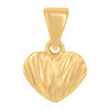 10K Yellow Gold Women's 1/2" Polished Charm Scallop Shell Pattern Heart Pendant