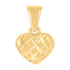 10K Yellow Gold Women's 1/2" Diamond Cut Love Charm Square Pattern Heart Pendant
