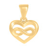 10K Yellow Gold Women's 0.65" Polished Charm Infinity in Heart Frame Pendant