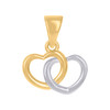 10K Two Tone Gold Women's 0.65" Love Charm Interlinked Double Heart Pendant
