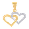 10K Two Tone Gold Women's 0.75" Love Charm Interlinked Double Heart Pendant