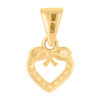 10K Yellow Gold Womens Polished 1/2" Love Charm Open Heart w/ Puffed Bow Pendant