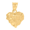 10K Yellow Gold Women's Diamond Cut 0.75" Love Charm Nugget Design Heart Pendant