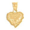 10K Yellow Gold Women's Diamond Cut 0.75" Love Charm Nugget Design Heart Pendant