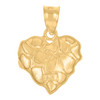 10K Yellow Gold Women's Diamond Cut 0.80" Love Charm Nugget Design Heart Pendant