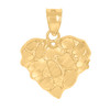10K Yellow Gold Women's Diamond Cut 0.85" Love Charm Nugget Design Heart Pendant