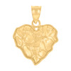 10K Yellow Gold Women's Diamond Cut 0.85" Love Charm Nugget Design Heart Pendant