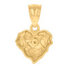 10K Yellow Gold Womens Diamond Cut 0.65" Charm Nugget Design Small Heart Pendant