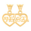 10K Yellow Gold Women's 0.65" Charm BEST FRIENDS in Heart Break Apart Pendant