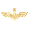 10K Yellow Gold Women's Diamond Cut Charm Puffed Flying Heart w/ Wings Pendant
